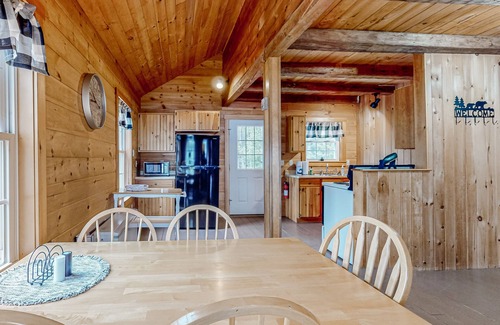 Dexter Cabin | Rustic, lakefront cabin with floating dock, firepit & fireplace - dog-friendly