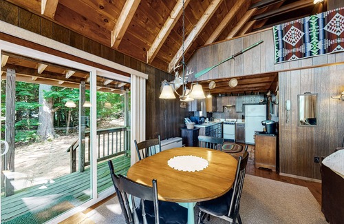 Parsonsfield House | Secluded waterfront cabin with private dock, kayak, canoe, gas grill & deck