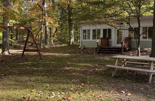 Saint Mary Of The Woods Cottage | Spacious Lakeside cabin on rural Illinois farm-20 minutes from Terre Haute