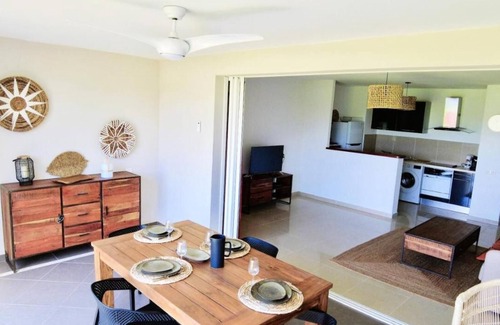 Marigot Apartment | Sunset on lagoon from the terrace