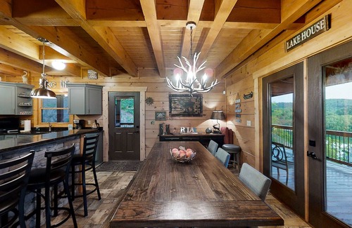 Tazewell Cabin | Three-story lake-view cabin with private hot tub, pool table, fireplace & AC