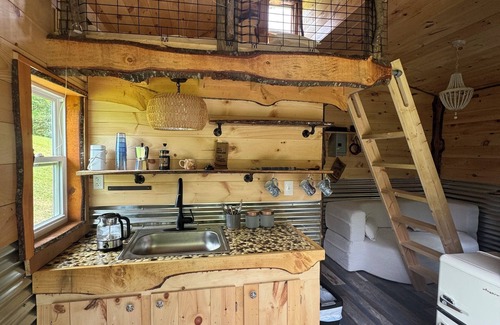 Hillsville Cabin | Tiny cabin sits by the bubbling, stocked creek. Pet friendly