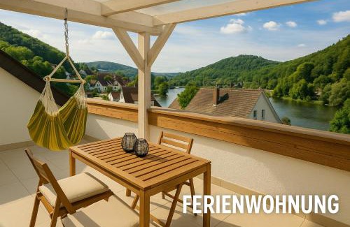 Neckarsteinach Apartment | Traumhafte Wohnung mit Balkon & Flussblick in Neckarsteinach, 15km Heidelberg