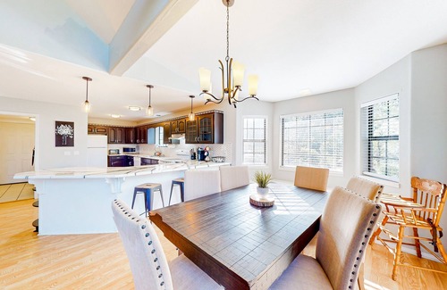 Timberland Acres House | Two-story home with large deck, private bbq grill, and scenic views