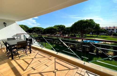 Quarteira Apartment | Vila Sol: Nice apartment with large south-facing terrace and view of own park