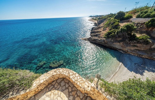 Skala Villa | Villa Brio complex Villa 4:Your Balcony on the Ionian Sea! Direct access to sea!