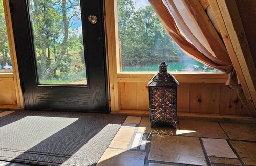 Mount Storm Cabin | Waterfront Glamping Cabin On Private Blue Water Mountain Top Lake