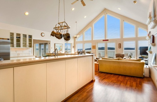 Greenbank House | Waterfront Upper-Level Getaway with Views, Firepit & Pool Table