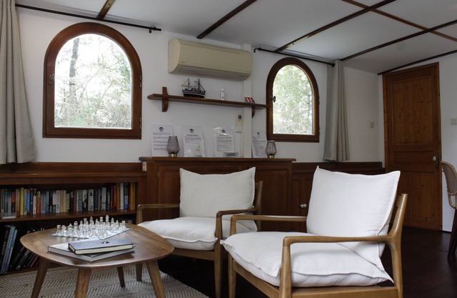 3 guest cabins in a real luxury barge