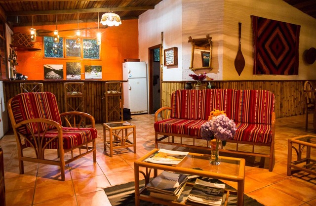 A cloud forest lodge alongside the Quijos River on the East slope of the Andes.