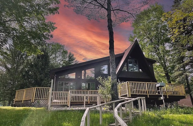 A-Frame Cabin on Betsie River – Private Dock & Fishing Near Crystal Mountain