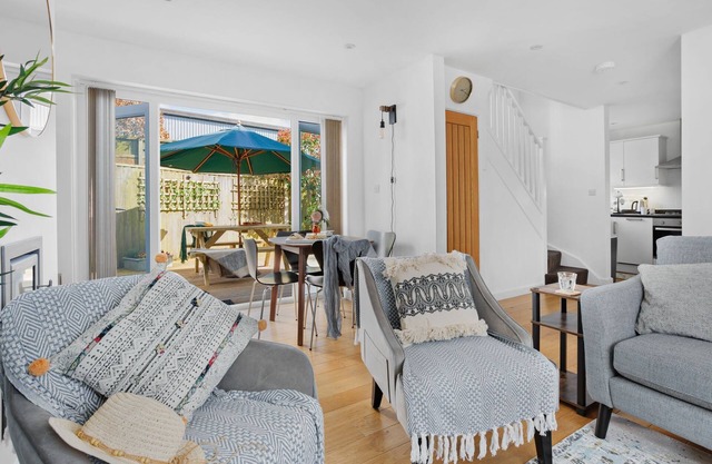 A lovely family and dog-friendly retreat in the East Devon countryside with private garden and log b