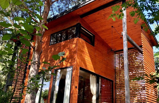 A modern house in a beautiful location on the edge of the forest.