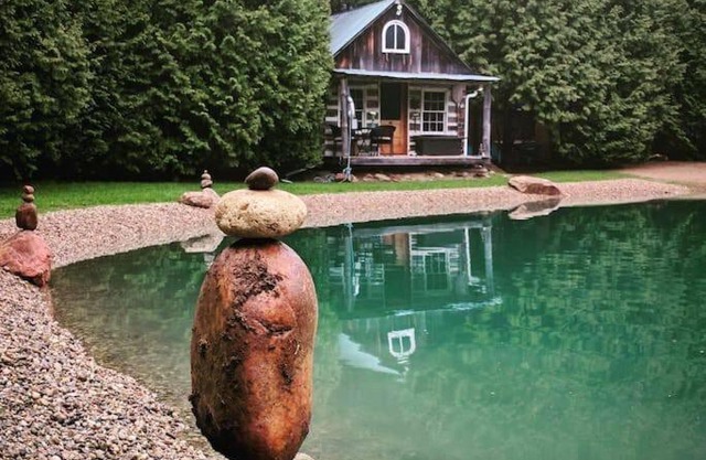 A rustic cabin in the woods