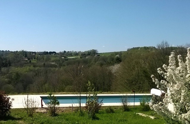 An ecological limousine in the countryside with swimming pool