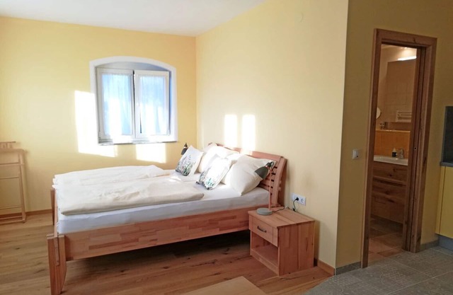 Apartment with kitchenette and shower with rain shower head