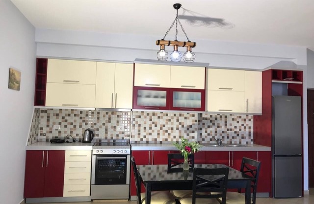 Apartment with to bedrooms, to bathrooms, 3 balconies and living room/kitchen.