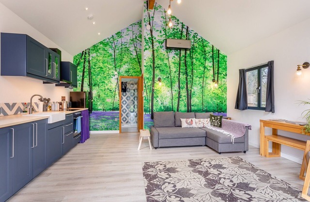 Beautiful wood lodge set in countryside.