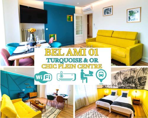 Bel AMI 02 - Turquoise & OR - Moderne Chic - Centre Ville - Accès Jardin - Clim - Wifi - Parking - Localisation idéale