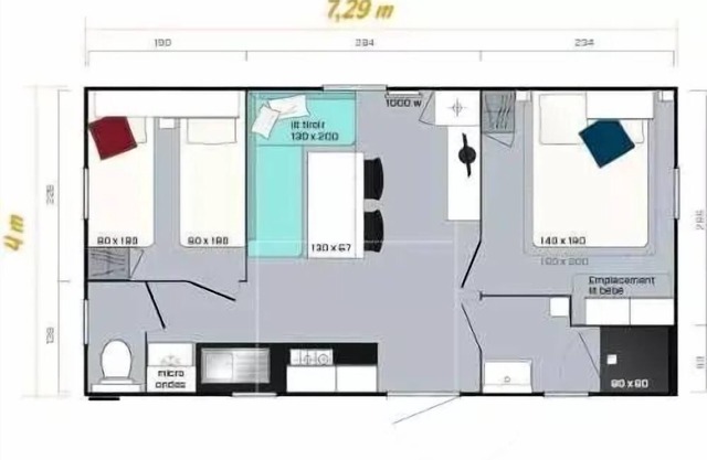 Bifolia Camping Lou Payou * - Mobilhome Super Mercure Family 2 bedrooms 30m2 6 people
