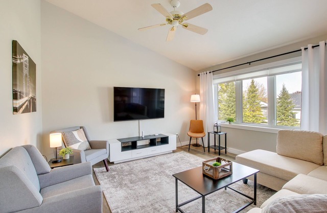 Bright Little Chute Condo w/Deck & Yard!