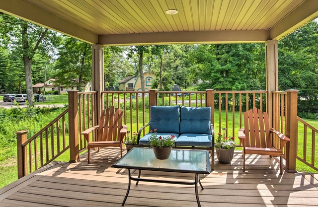 Cabin w/Dock & Porch Across From Balsam Lake