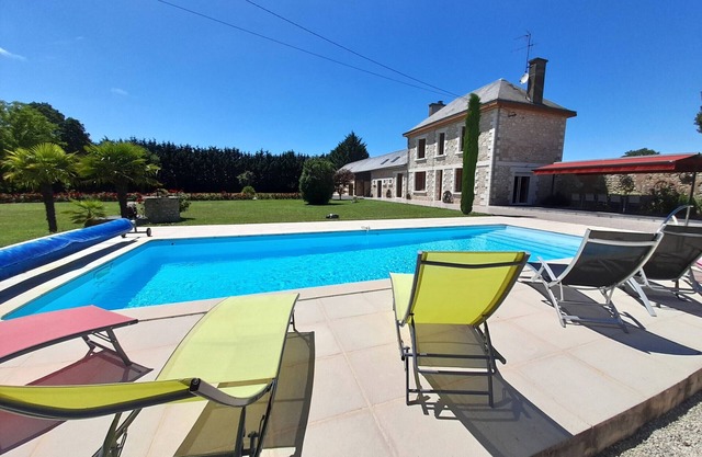 Charming Cottage with Heated Pool, Terrace, and BBQ in Archigny