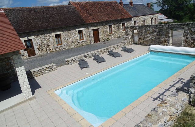 Charming stone cottage with pool, large garden, and nearby hiking trails in Brenne Natural Park