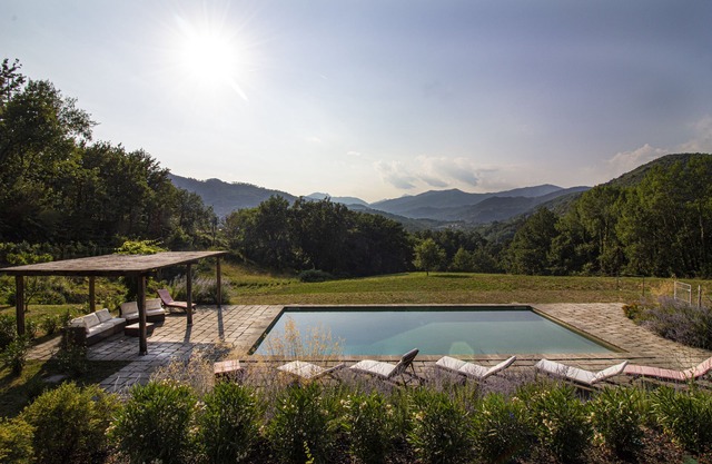 Classic Tuscan Farmhouse with large fenced pool in hills near Lucca, sleeps 14