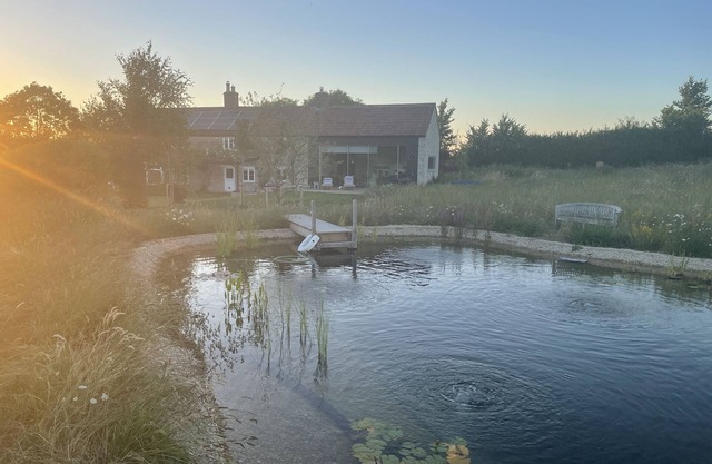 Country retreat sleeps 9 near Bruton with natural swimming pond