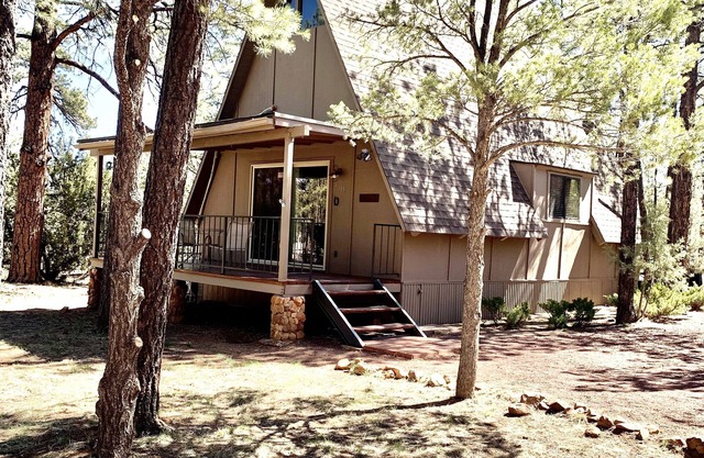 Cozy A Frame on 1 acre beautiful ponderosa and piñon pines, and junipers.
