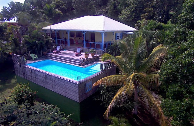 Creole style villa in a quiet tropical garden.