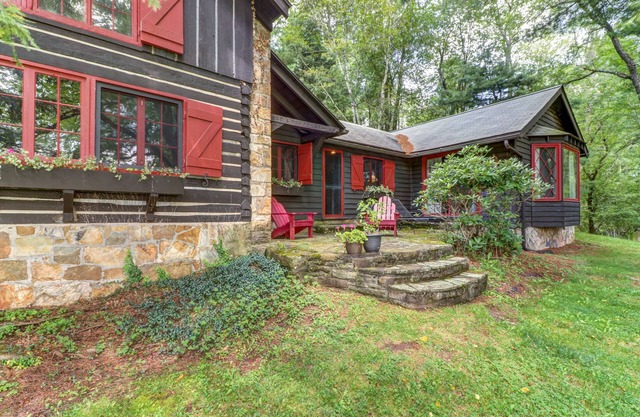 Dog-friendly Lakefront Log Home on a Quiet Cove with Front Deck & Private Dock
