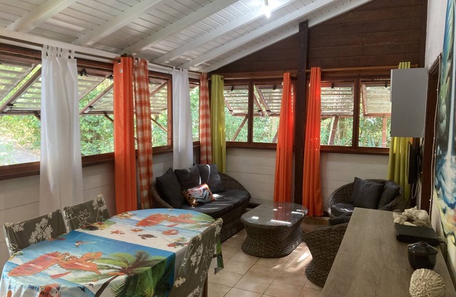 Duplex on the small beach of the Cousteau reserve with sea access
