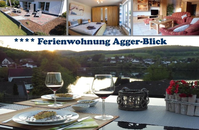 Exklusive Ferienwohnung 'Agger-Blick' mit großer Seeblick-Terrasse & Sauna