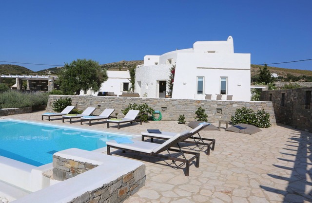 Exquisite villa with view, privaze pool and service close to Naoussa and beaches
