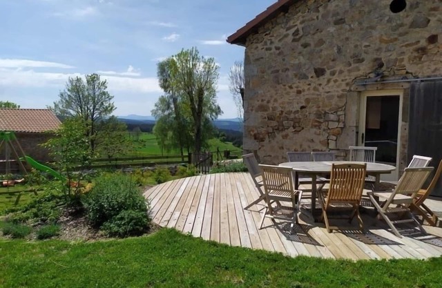 Family Cottage in Riotord with Garden and Playground