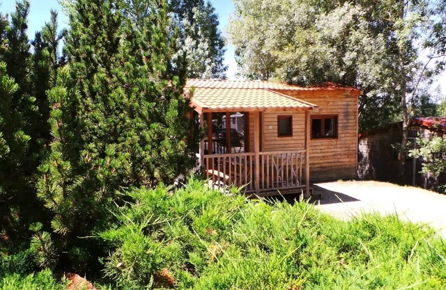 Flower Camping Du Lac De Thésauque * - Chalet Comfort 35m2 2 bedrooms - air conditioning + TV + covered terrace 4 people