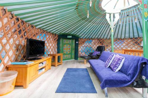 Green Yurt with Hot Tub - Sleeps 3 Parking & WiFi
