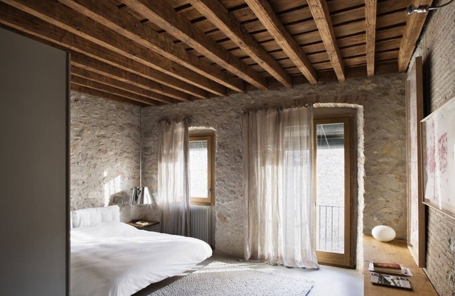 Historical stone house renovated with modern style