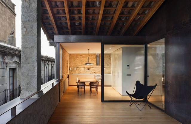 Historical stone house renovated with modern style