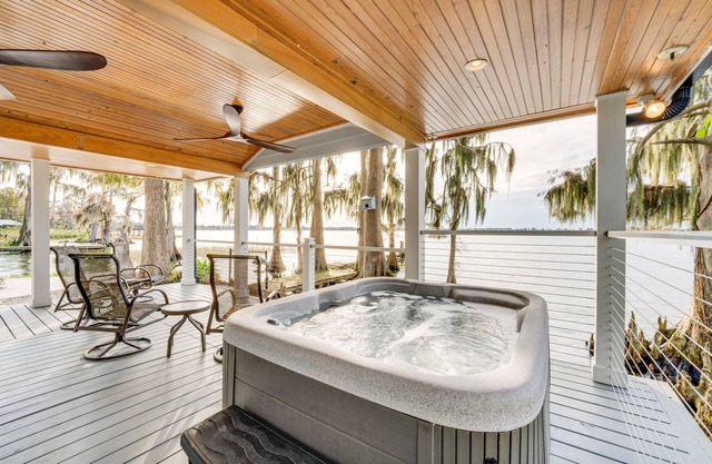 Hot Tub & Fire Pit: Lakefront Home on Lake Eloise