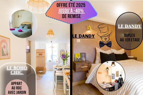 Idéal PRO & Couple - 2 Logements Thème Boho Chic RDC & Dandy 1er étage - Quartier Calme - Jardin - WIFI HD - Smart TV - Parking Gratuit - Proche Centre & Transports - Ask Home