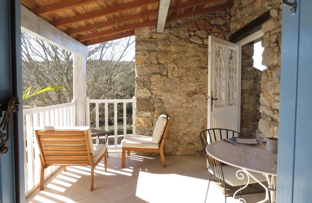 In a 17th century farmhouse with swimming pool, north of Montpellier, south of the Cévennes