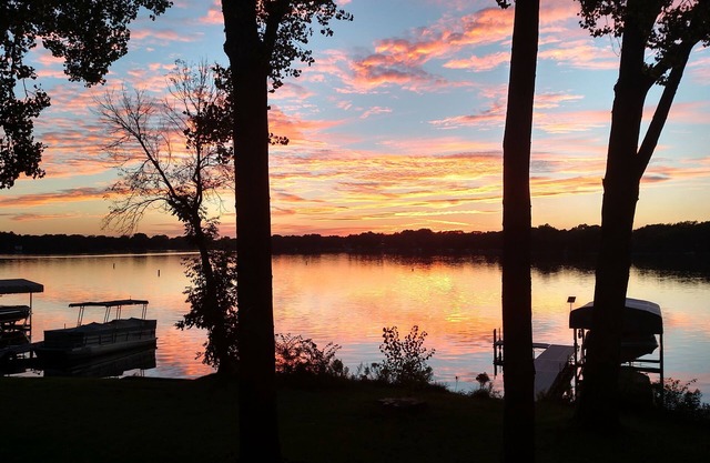 Lake house in Kettle Moraine Forest with fabulous sunset views-min monthly
