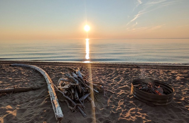 Lake Superior Beach with Porcupine Mountain Views