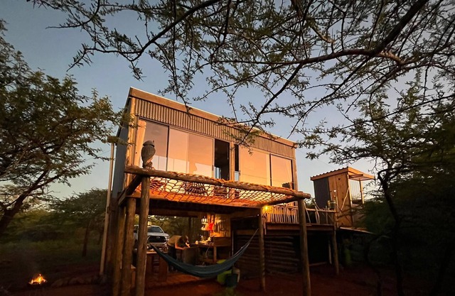 Live amongst giraffes in a treetop cabin