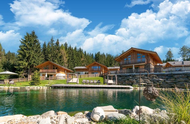 Lovely chalet in Wölting with natural pond