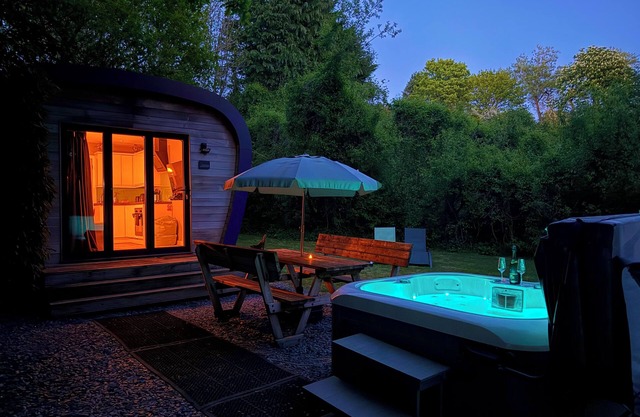 Luxury Camping Pod with Private Hot Tub & Garden in Devon
