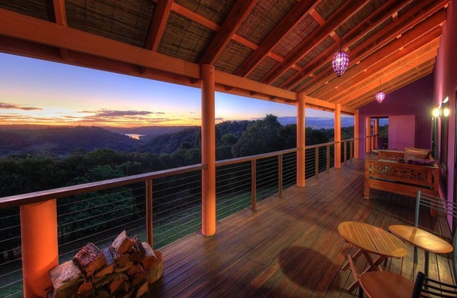 Luxury self-contained villa with two rooms, king and queen beds, double spa, fireplace, and kitchen.